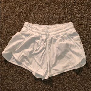 White Lululemon athletic shorts